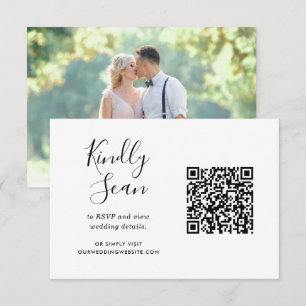 Simple Modern Minimalist Wedding QR Code RSVP Enclosure Card