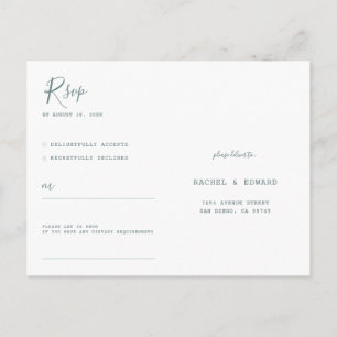 Simple Modern Minimalist Wedding RSVP Postcard
