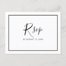 Simple Modern Minimalist Wedding RSVP Postcard