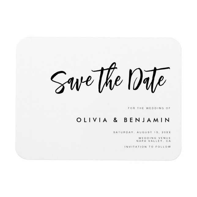 Simple Modern Minimalist Wedding Save the Date Magnet (Horizontal)