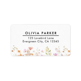 Simple Modern Minimalist Wildflower Return Address Label