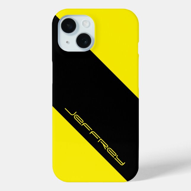 Simple Modern Minimalist Yellow & Black, Name Case-Mate iPhone Case (Back)