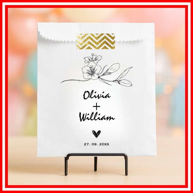 Simple Modern Minimalistic Elegant Flower Wedding Favour Bag (Creator Uploaded)