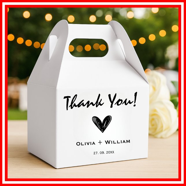 Simple Modern Minimalistic Heart Wedding Thank You Favour Box (Creator Uploaded)