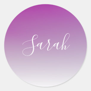Simple Modern Minimalistic Purple Ombre Gradient Classic Round Sticker