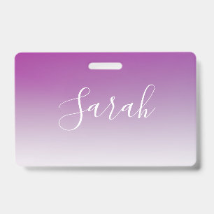 Simple Modern Minimalistic Purple Ombre Gradient ID Badge