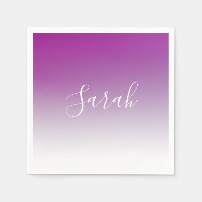 Simple Modern Minimalistic Purple Ombre Gradient Napkin (Front)