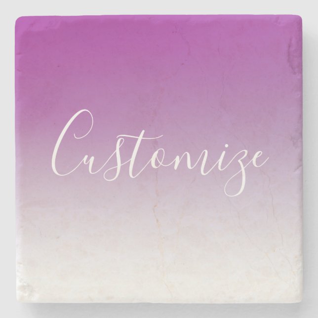 Simple Modern Minimalistic Purple Ombre Gradient Stone Coaster (Front)