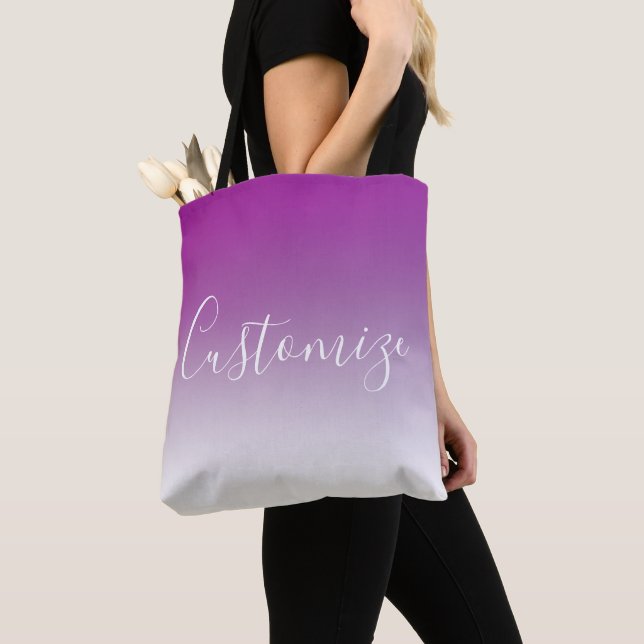Simple Modern Minimalistic Purple Ombre Gradient Tote Bag (Close Up)
