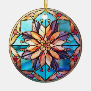 Simple modern minimslist Stain Glass Christmas Ceramic Ornament