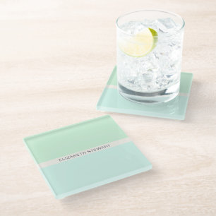 Simple Modern Mint Green and Aqua Glass Coaster