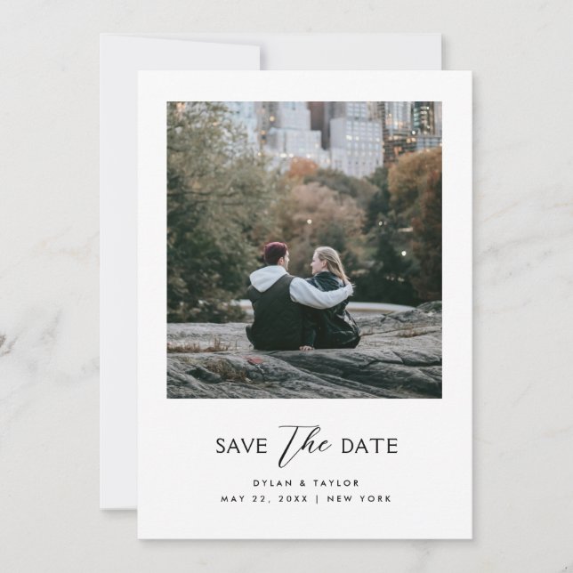 Simple Modern Mixed Font Framed 2-Photo  Save The Date (Front)
