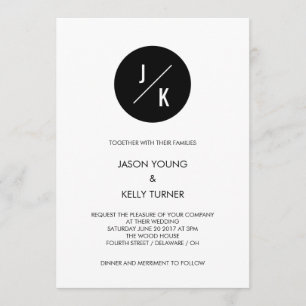 Simple modern monochrome circle invitation