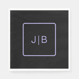 Simple modern monogram black, and lavender   napkin