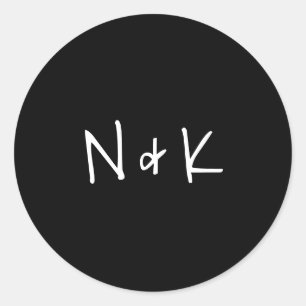 Simple Modern Monogram Black Wedding Classic Round Sticker
