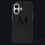 Simple Modern Monogram Case-Mate iPhone Case<br><div class="desc">This iPhone 16 case blends simplicity and modern aesthetics for a sleek, sophisticated look. Crafted for those who appreciate understated elegance, the design features a minimalist monogram in a clean, contemporary font, with the first name displayed neatly below the monogram. The layout ensures a stylish personal touch while maintaining a...</div>