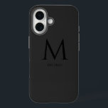 Simple Modern Monogram Case-Mate iPhone Case<br><div class="desc">This iPhone 16 case blends simplicity and modern aesthetics for a sleek, sophisticated look. Crafted for those who appreciate understated elegance, the design features a minimalist monogram in a clean, contemporary font, with the first name displayed neatly below the monogram. The layout ensures a stylish personal touch while maintaining a...</div>