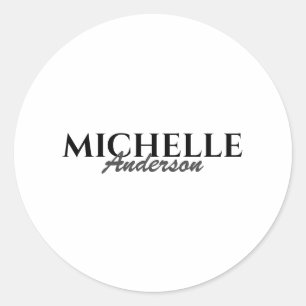Simple Modern Monogram Classic Round Sticker