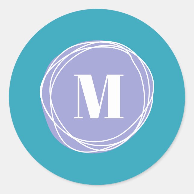 Simple Modern Monogram Classic Round Sticker (Front)