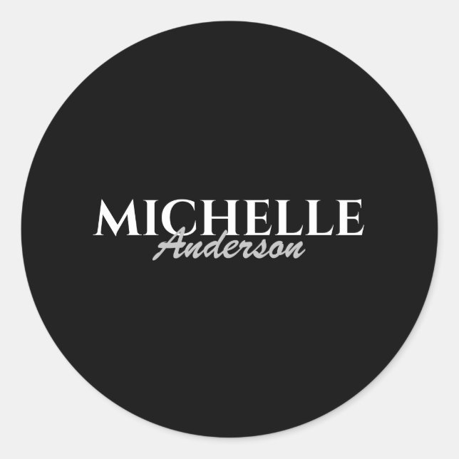 Simple Modern Monogram Classic Round Sticker (Front)