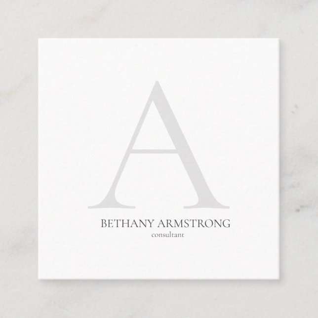 Simple Modern Monogram Consultant Square Business Card (Front)