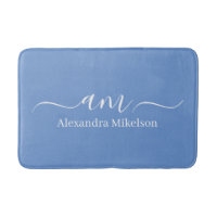 Simple Modern Monogram cornflower blue Minimalist