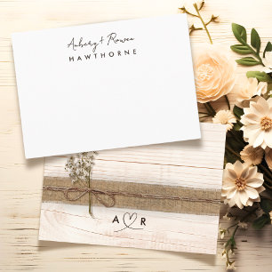 Simple Modern Monogram Couple Rustic Wedding Card