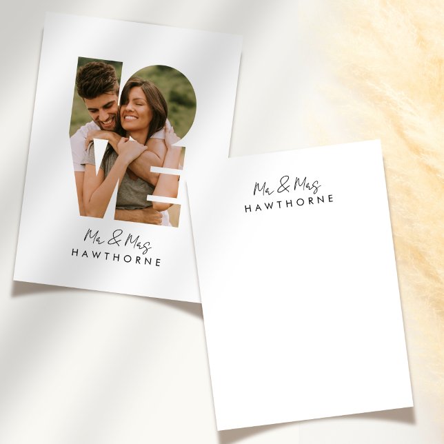 Simple Modern Monogram Couple Wedding Photo Card (Creator Uploaded)