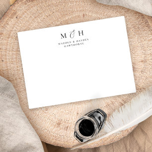 Simple Modern Monogram Couple Wedding Stationery Card