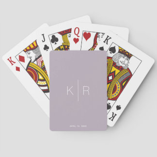 Simple & Modern Monogram Dusty Lilac Playing Cards