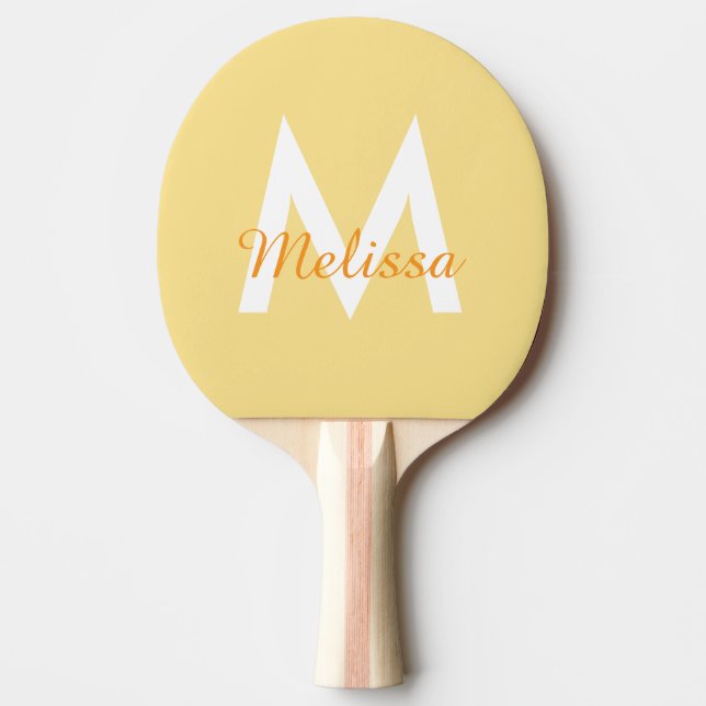 simple modern Monogram girly name Ping Pong Paddle (Front)