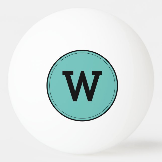 Simple Modern Monogram Green Ping Pong Ball (Front)