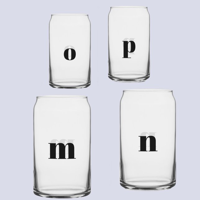 Simple Modern Monogram Initial Personalised Can Glass (Personalized monogram initial lower case modern can glass)