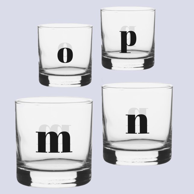 Simple Modern Monogram Initial Personalised Whiskey Glass (Personalized monogram initial lower case modern glass)