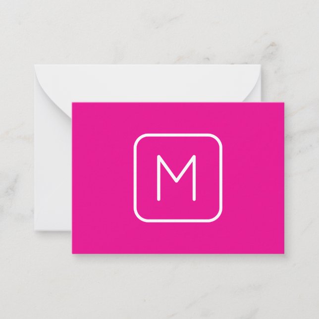 Simple & Modern Monogram Initial | Pink & White Card (Front)