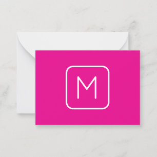 Simple & Modern Monogram Initial   Pink & White Card