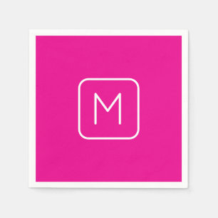 Simple & Modern Monogram Initial   Pink & White Napkin