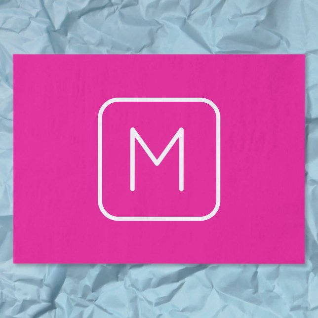 Simple & Modern Monogram Initial | Pink & White Tissue Paper (Creator Uploaded)