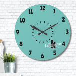 Simple Modern Monogram Large Clock<br><div class="desc">A simple but fun cute and modern monogram with initials and name in a dash circle. A simple black and white style, but you can change out any of the colours to make it your own. Add a pattern behind it, or just keep a simple colour. You can even add...</div>