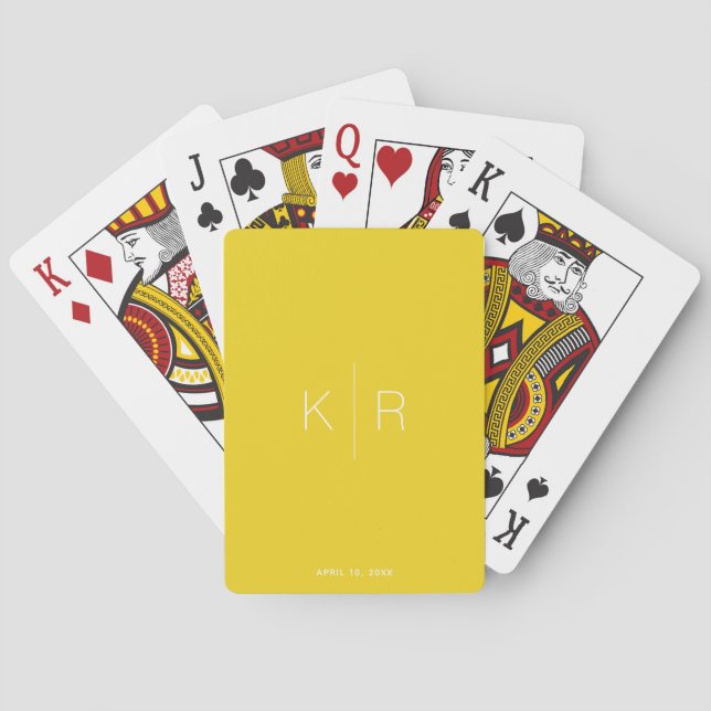 Simple & Modern Monogram Mustard Playing Cards (Back)