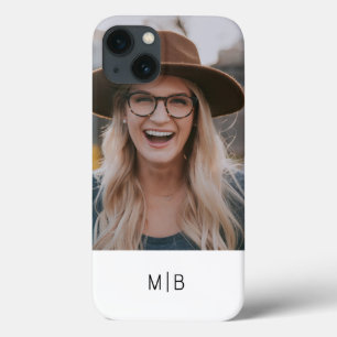 Simple Modern Monogram Photo Personalised Name iPhone 13 Case
