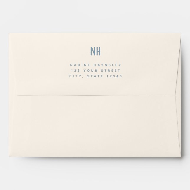 Simple Modern Monogram Preprinted Address Envelope (Back (Top Flap))