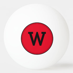 Simple Modern Monogram Red Ping Pong Ball
