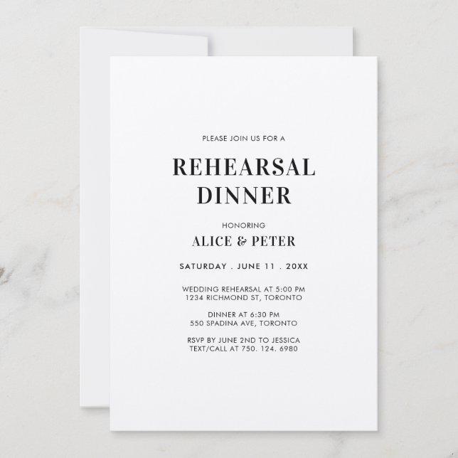 Simple Modern Monogram Rehearsal Dinner Invitation (Front)