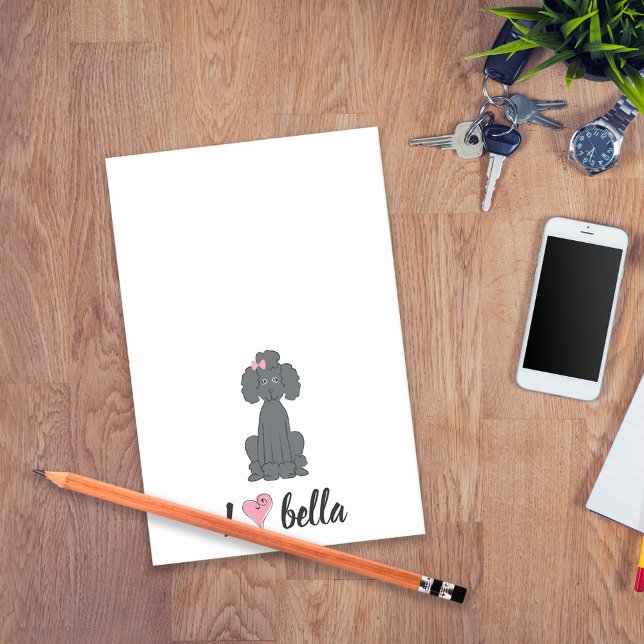 Simple Modern Monogram Stylish Black Poodle  Post-it Notes (Creator Uploaded)
