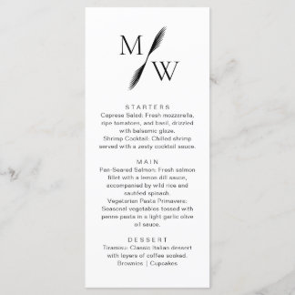 Simple Modern Monogram Stylish Wedding Dinner Menu
