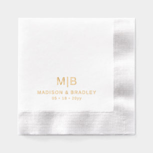 Simple Modern Monogram Wedding Custom Foil Napkins