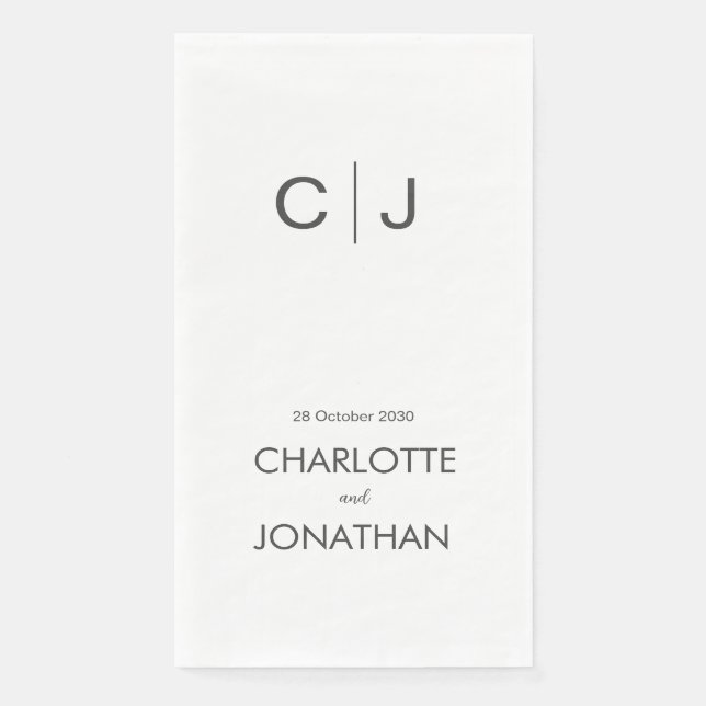 Simple Modern Monogram  Wedding/Engagement  Napkin (Front)