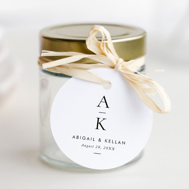 Simple Modern Monogram Wedding Favour Tags (Creator Uploaded)