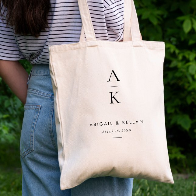 Simple Modern Monogram Wedding Tote Bag (Creator Uploaded)